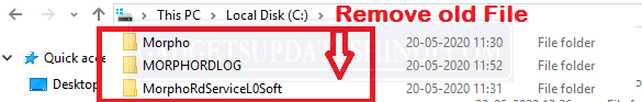 Remove the old Morpho setup from your computer's C drive.