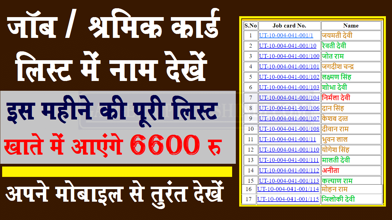 DOWNLOAD JOB CARD LIST ONLINE