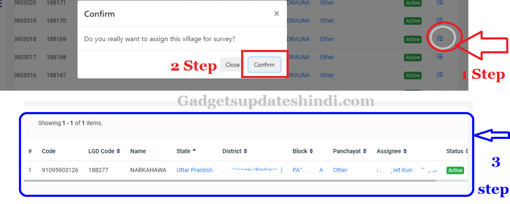 Village or city allotment in CSC Cultural Survey Portal