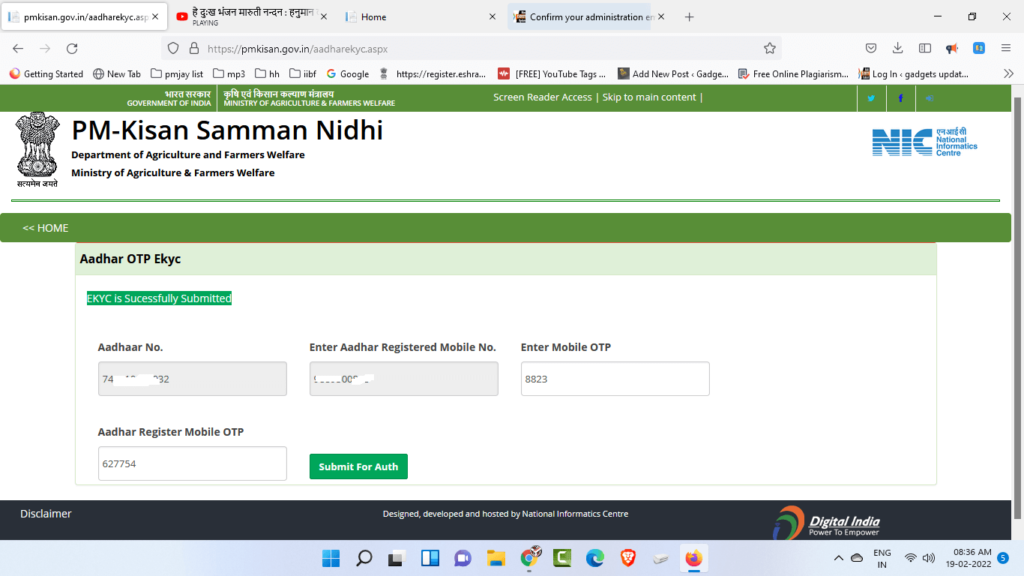 Pm Kisan ekyc Today Live On 2022: csc  Pmkisan aadhar OTP ekyc Start 