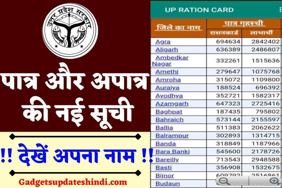 UP Ration Card List 2022 : उत्तर प्रदेश राशन कार्ड पोर्टल में जारी हुआ पात्र और अपात्र की नई सूची देखें अपना नाम?