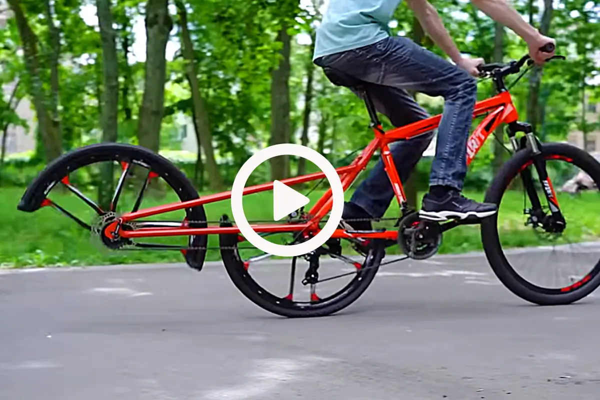 Bicycle With Rear Wheel Split Into Two