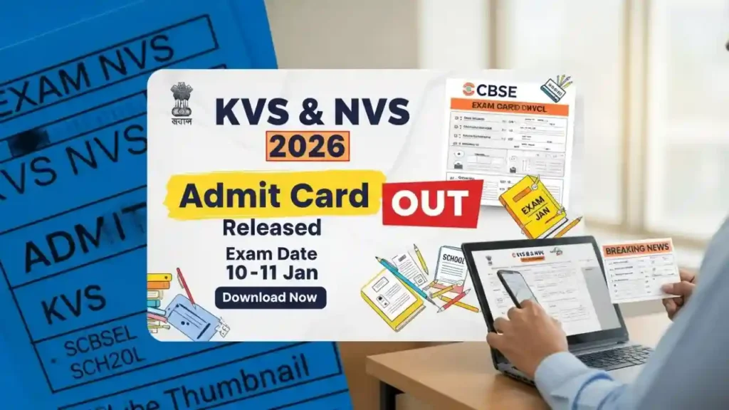 KVS and NVS Admit Card 2026 Exam City