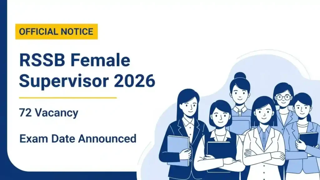 Rajasthan rssb female supervisor vacancy 2026