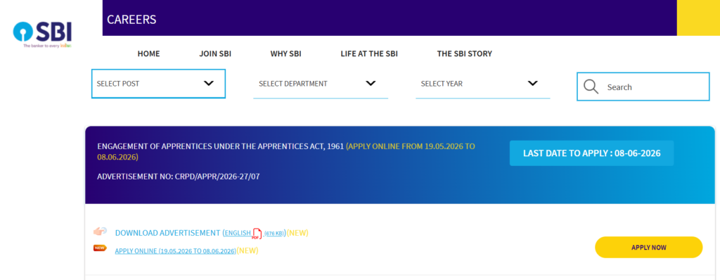  SBI Apprentice Vacancy 2026 Apply Now