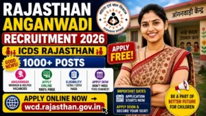 Rajasthan Anganwadi Recruitment 2026 – ICDS Rajasthan 1000+ Posts, Apply Free @wcd.rajasthan.gov.in